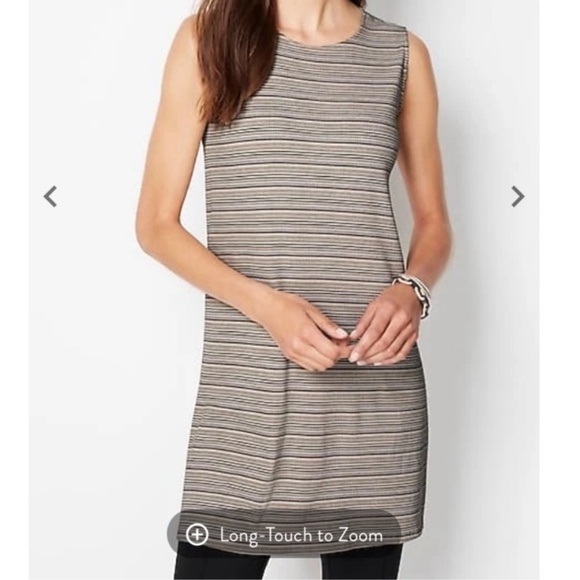 J Jill Striped Tunic XL Ribbed Sleeveless Boho Lagenlook Stretch Minimalist 90s - Picture 2 of 13